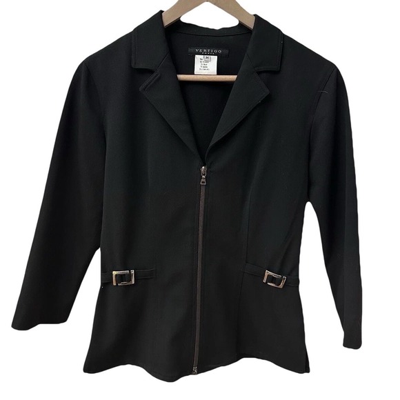 Vertigo Paris Jackets & Blazers - Vertigo Paris‎ Blazer Jacket Size M Black Zip Up Buckle Detail Vintage